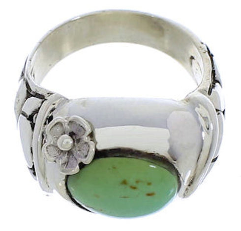 Sterling Silver Turquoise Southwestern Flower Ring Size 7-1/2 UX33311